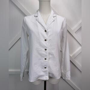 Simple Retro White Button Front Blouse Lace Trim Cottagecore Vintage Inspired Sm